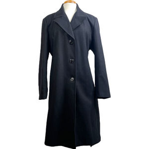 Marvin Richards Vintage Black Wool Cashmere Silk Trench Coat -Size 16